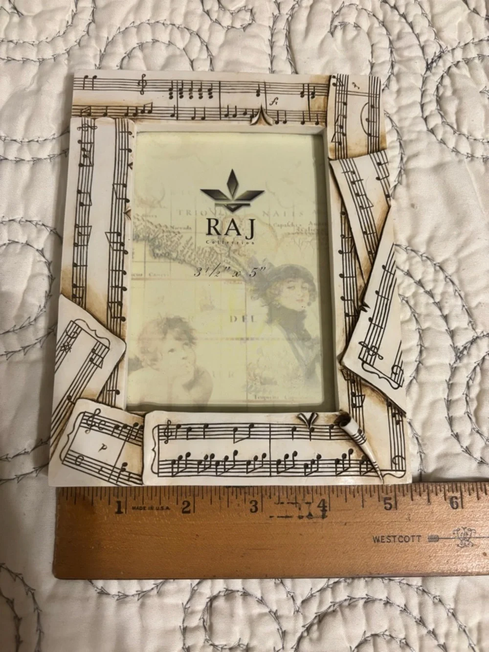 RAJ Cream and Brown Sheet Music Decorative Photo Frame